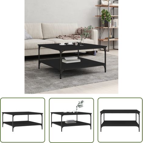 The Living Store Table basse noir 80x80x40 cm bois d'ingénierie - Table Basse - Meuble Salon - Table D'appoint - Table Design - Table Noire (1/5)