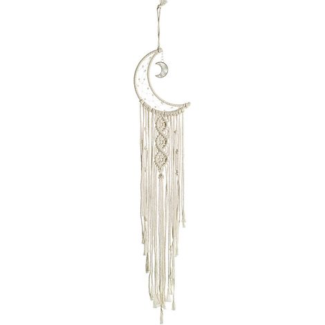 1 Attrape-rêves lune, corde coton tissée, décoration murale macramé, style bohème, salon chambre (1/5)