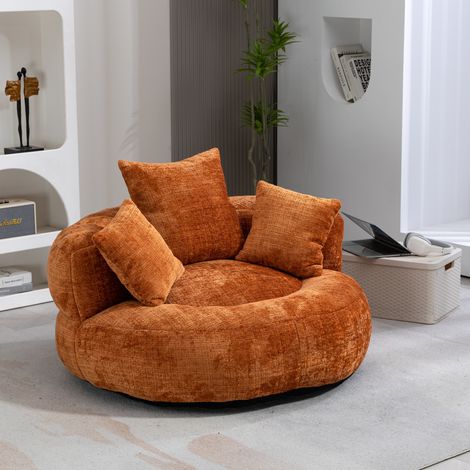 Sillón lounge de chenilla naranja, sin montaje, 108 x 108 x 52 cm DESVIAE (1/5)