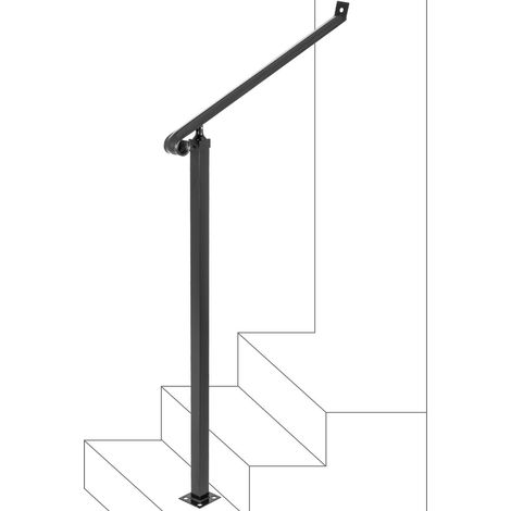 Rambardes pour escaliers extérieurs (1 à 2 marches) en fer forgé noir, fixation murale ou au sol avec kit d'installation. (1/5)