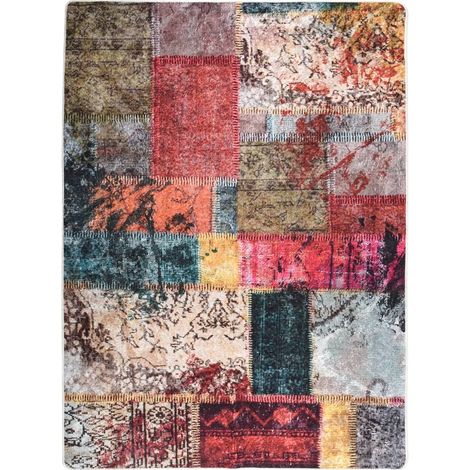 Tapis lavable antidérapant, Tapis de salon, Tapis Intérieur & Extérieur Patchwork 120x180 cm Multicolore MKS75286 (1/5)