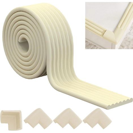 Protezioni per bordi in schiuma per bambini, striscia di sicurezza antiurto autoadesiva da 2 m x 8 cm, protezioni per bordi e angoli in schiuma con 4 cuscinetti angolari per tavolo, letto, scrivania e (1/5)