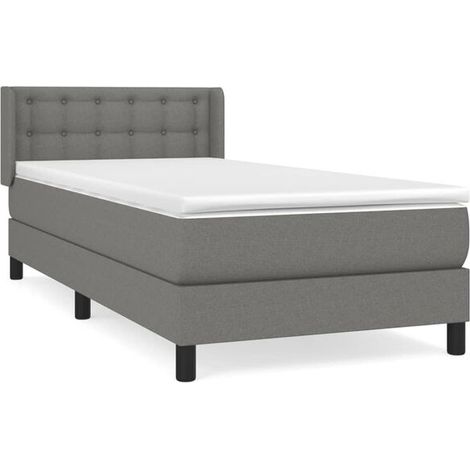 Cadre de lit en tissu, matelas inclus, gris foncé, 80 x 200 cm (1/5)