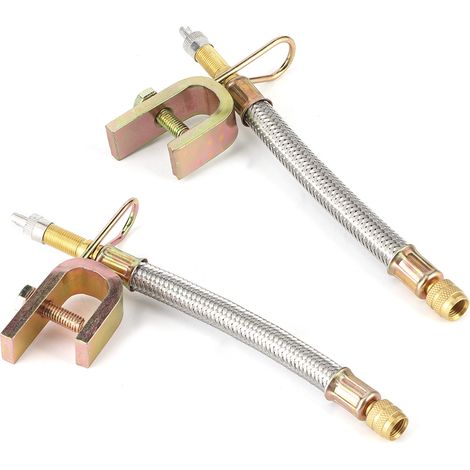Lot de 2 rallonges pour valve de pneu, tuyau tressé en acier inoxydable, universel pour automobile, 150 mm (1/5)