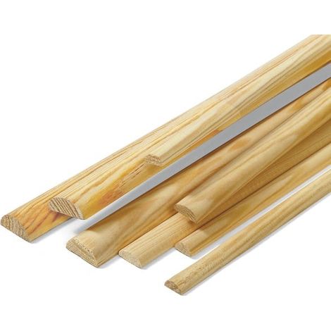 BASTONE MEZZO TONDO PINO NETTO NODI 5 X 10 X 1000 MM
