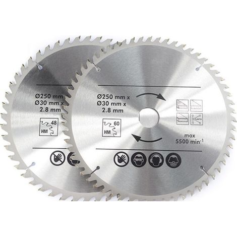 SABIR Lame de Scie Circulaire 250 mm x 30 mm, Lame de Scie Dents en Métal dur 48 Dents 60 Dents, Pour la Bois Plastiques et Métaux non Ferreux Accessoire Professionnel (1/5)