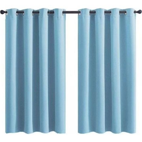 Rideau Occultant à Oeillets pour Chambre d'Enfant - Imprimé Uni Bleu Clair - 28x36 Pouces (71x91cm) - 2 Panneaux (SAMIMPORT-2011)