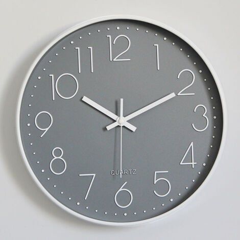 Moderne, geräuschlose Wanduhr ohne Ticken, Stumme Wanduhr Pendeluhr für Schlafzimmer, Küche, Wohnzimmer - Grau-30 CM (1/4)