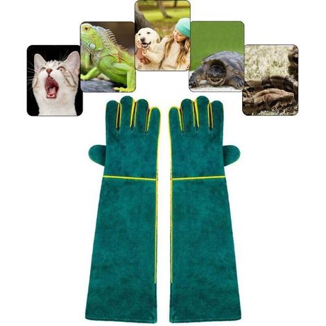 Gants de Protection Anti-Morsure en Cuir pour Toilettage, Bain et Manipulation Sécurisée de Chiens, Chats, Oiseaux, Serpents et Reptiles (1/4)