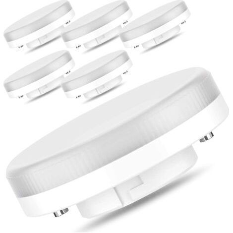 Ampoule LED GX53-7W/550LM, remplacement à incandescence 50W/CFL 18W, Blanc Froid 6000K, non-gradable,175-250V, lot de 6 [Classe énergétique A+] (1/5)