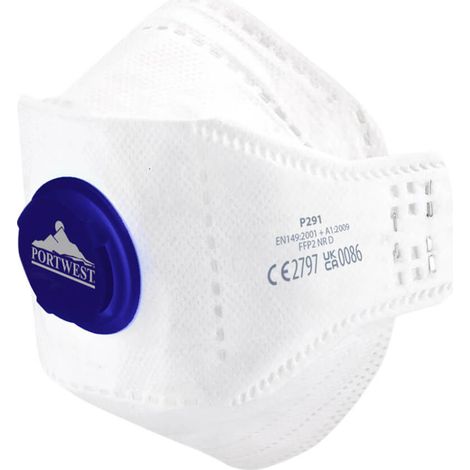 Flexibler Flach-Eagle-Ffp2-Maske mit Ventil Dolomite – Weiß – Portwest
