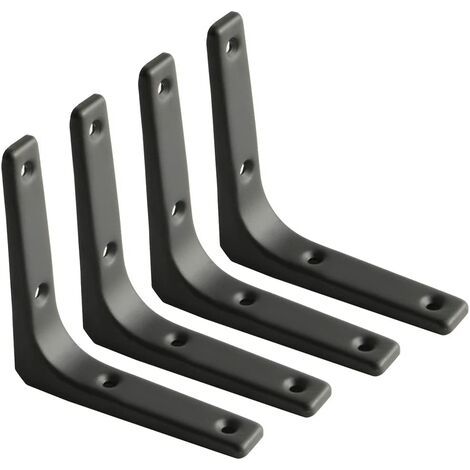 4pcs Équerre Étagère Murale, Équerre Métal Mat Noir, Support Étagère Métal pour Déco Cusine, Équerre Charge Lourde, 100mm100mm-Étagère murale (1/5)