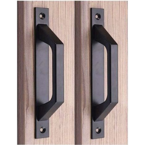 2pcs 200mm Black Handle, Drilling Kit, Barn Door Handle, Aluminum Sliding Door Handle (1/4)