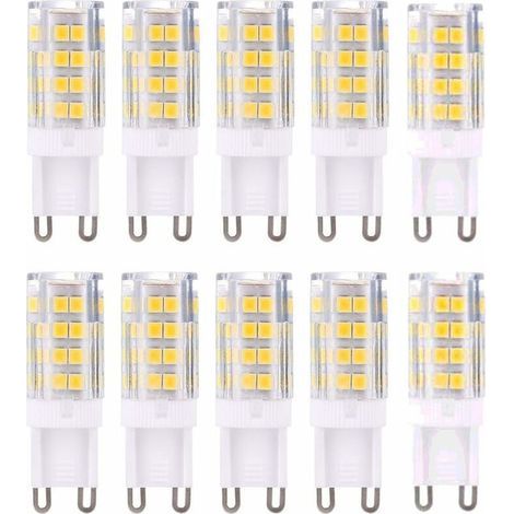 Pack of 10 G9 LED bulbs, warm white 3000K, 5W, equivalent to 40W halogen, 420 lumens, non-dimmable (1/4)