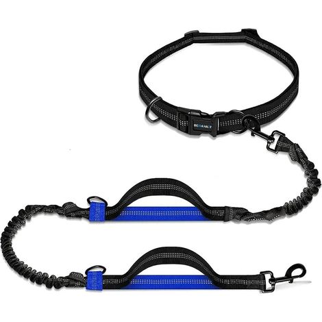 Laisse mains libres pour chien, sangle réglable, rembourrage réfléchissant, env. 1,7 m (1/5)