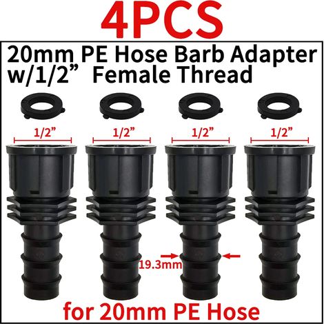 (C-4PCS) Raccord rapide 3/4'' à embout cannelé EURO pour tuyau d'arrosage PE 16 mm ou 20 mm, système d'irrigation goutte à goutte pour jardin (1/5)