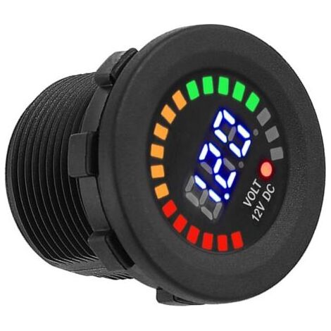 12V Wasserdichtes Motorrad-Auto-LED-Digital-Display Voltmeter Spannungsmesser Schwarz Neu (1/5)
