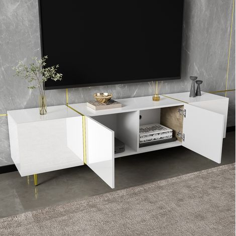 TV Möbel Sideboard Aufbewahrung 170 cm Weiß OKMYHOME (1/5)
