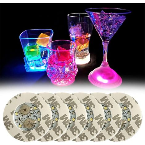 6 pièces Dessous de verre LED. dessous de verre lumineux. dessous de verre LED. dessous de verre autocollants LED. trois sections colorées. dessous de verre LED de Noël pour bar de mariage (1/4)