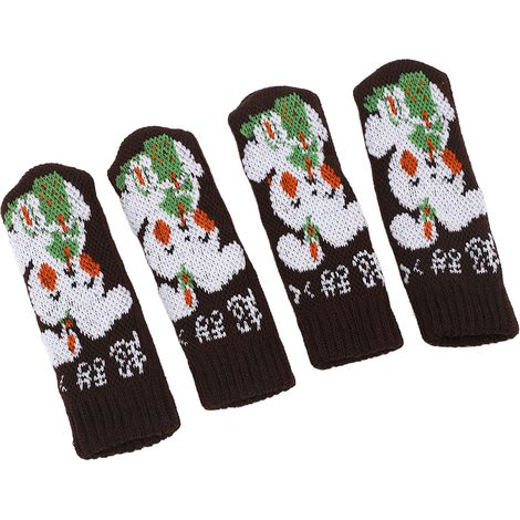 Lot de 20 Protège-pieds de Chaise Tricotés Épais, Chaussettes Anti-Dérapantes pour Meubles, Sols en Bois, Blanc Lapin (1/5)