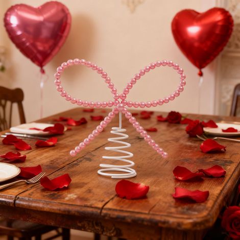 Bow - Tree Topper - 7 Inch - Spiral Base - Christmas Valentine Party Decoration - 1 Piece (1/5)