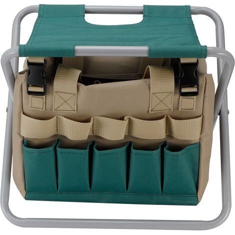 Tragbarer, multifunktionaler, klappbarer Gartenhocker mit Werkzeugtasche für Outdoor-Campingausrüstung (1/4)
