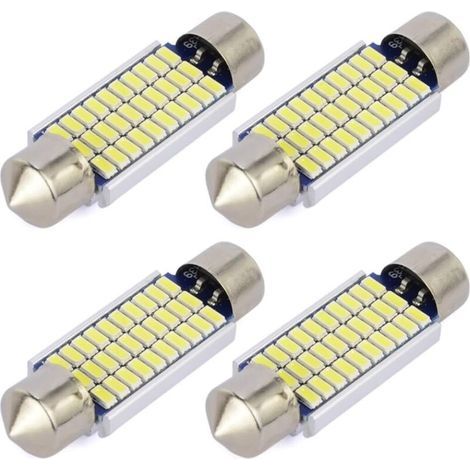 4Pcs C5W LED Anti Erreur Blanc 41mm 3014 Ampoules 30SMD Feston Dôme Voiture Intérieur LED Lumière 211-2 578 DC 12V 6000k (1/5)