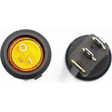 interrupteurs à bascule ronds Kcd1 5V-12V / 220V marche/arrêt avec éclairage LED pour tableau de bord de voiture, bateau ou camionnette (4 pièces jaunes 5V-12V) (1/5)