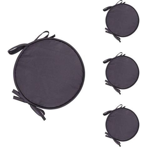 Set of 4 Round Chair Cushions Round Chair Pads for Dining Room Table and Chair with Drawstring 38cm (Dark Grey) (1/5)