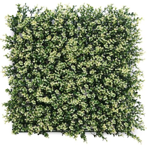 WellHome Seto Artificial 100x100cm, Jardin vertical hojas verdes y Blancas (1/5)