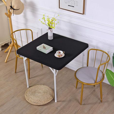 34 x 34 inch Square Stretch Spandex Tablecloth -Black (1/5)