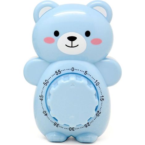 Minuteur de Cuisine Mécanique 60 Minutes Ours Bleu, Alarme Sonore, Sans Pile, Compteur Manuel pour Cuisson, Pâtisserie, Œufs et Gâteaux