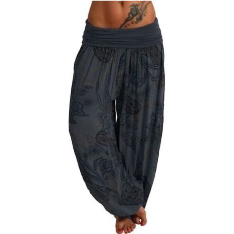 Pantalon de yoga ample bohème pour femme, gris foncé, taille S, pantalon fluide décontracté, tenue de sport douce, vêtement de détente souple, pantalon d'entraînement gris anthracite pour pilates et m (1/3)