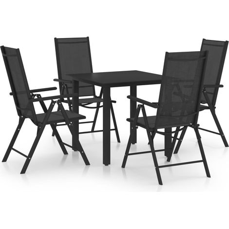 5-tlg. Garten-Essgruppe Aluminium Schwarz