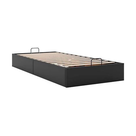 Cadre de lit coffre sans matelas, noir, 80 × 200 cm, cuir synthétique, espace de rangement généreux, idéal chambre à coucher, style moderne, montage simple (1/5)