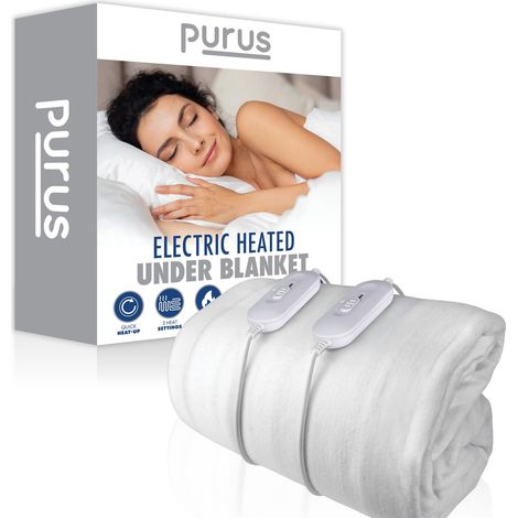 Purus Luxury King Size Electric Blanket Fully Fitted Heated Bed Underblanket Polyester Detachable Control 3 Heat Settings (1/5)