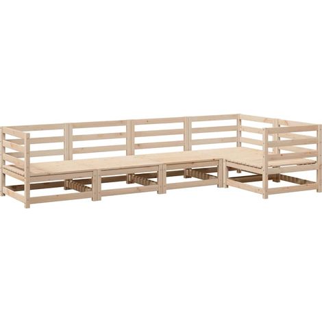 Maison Exclusive - Juego de sofás de jardín 5 piezas madera maciz (1/5)