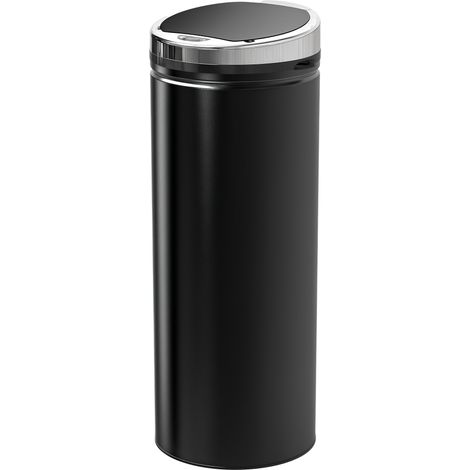 HOMCOM cubo de basura automático 50L, papelera cocina con tapa cierre suave y silencioso, cuerpo de acero inoxidable, para comedor, oficina, negro (1/5)