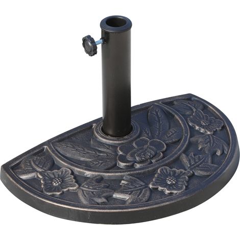 Outsunny Base per Ombrellone con Manovella da Giardino Resina, Bronzo (1/5)