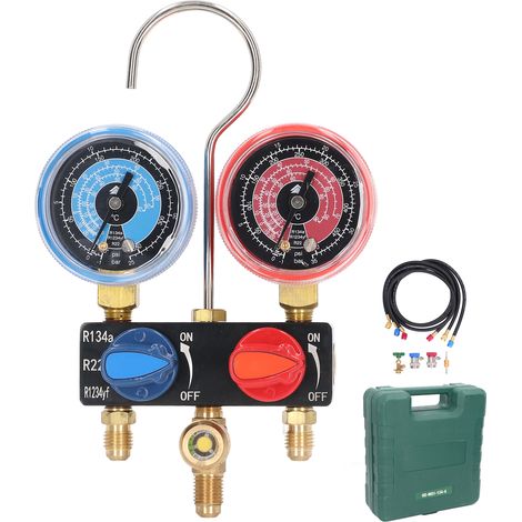 Manomètre AC Mini Collecteur pour R22 R134a R1234yf Réfrigérant Auto avec Tuyaux Adaptateur (1/5)