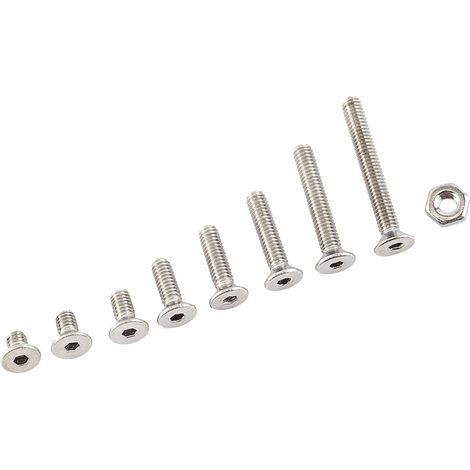 Ensemble de 300 vis, boulons et écrous à tête hexagonale creuse M2.5 en acier inoxydable A2 (1/5)