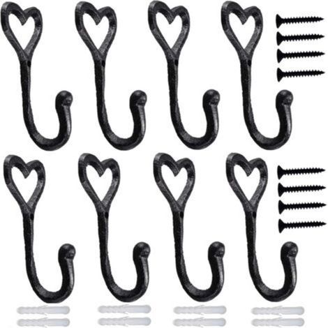 Decorative wall hook coat towel hook, 8-piece bag hook key holder Vintage cast iron coat hook stand Love H (1/5)