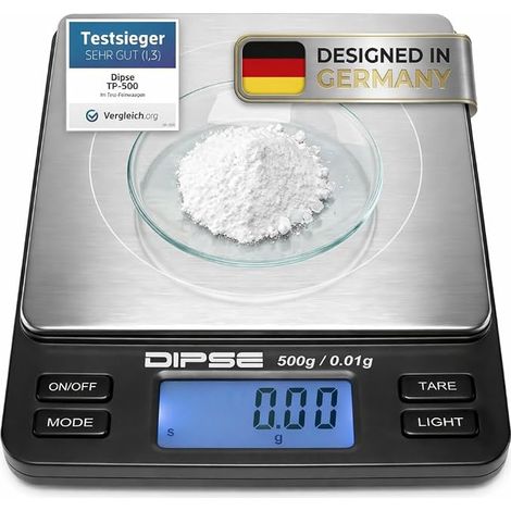 TP Échelle numérique haute précision avec extra grande plate-forme - Échelle de poche - Convient pour le pesage en or, 500g x 0,1g (1/5)