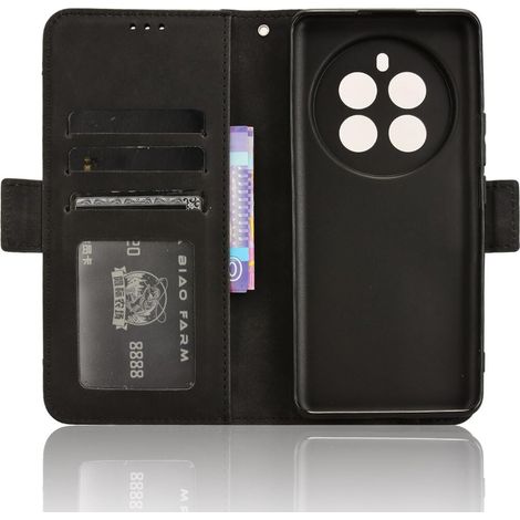 Funda tipo libro para Realme 12+ Plus 5G, con ranura para tarjeta, color negro. (1/5)
