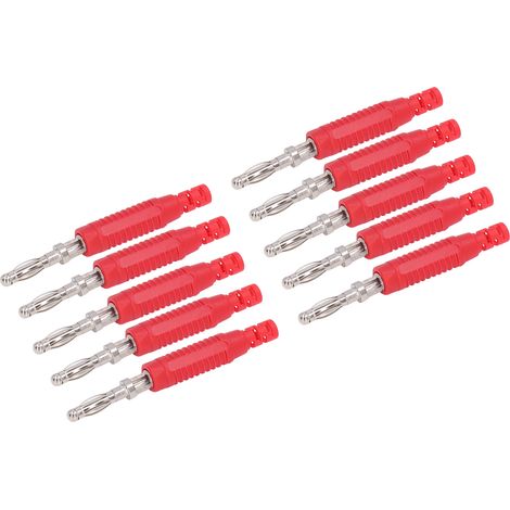 Lot de 10 fiches banane mâles en laiton, connecteur jack PA, embout à sertir, tube isolant, adaptateur de sonde J.10031, rouge (1/5)