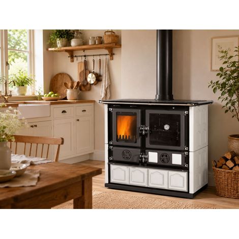 Cuisinière à bois raccordable - LA NORDICA Rosa.16 Maiolica Blanche 8.8 kW (1/4)