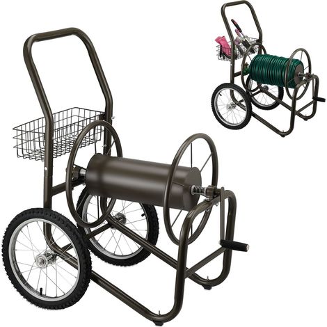 Carro portamanguera marrón con cesta