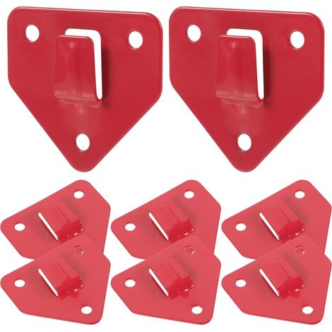 Lot de 8 supports muraux en métal rouge pour extincteur à poudre CO2 - Support mural universel - Crochet triangulaire - Trous de protection incendie (1/5)