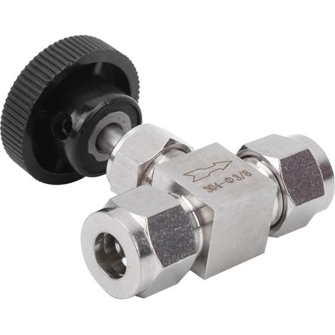 Vanne à Aiguille Haute Pression 2 Voies en Inox 304 pour Réglage de Débit Eau Gaz Liquide 3/8" (1/5)