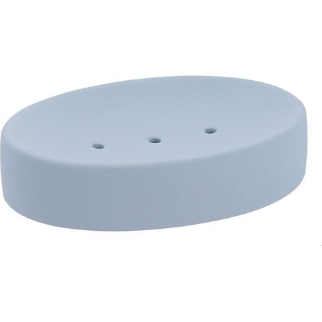 Porte savon en gres effet rubber - bleu clair - Tendance (1/2)